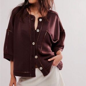 EUC XS Free People Matilda Sweatshirt Darkest Chocolate Brown